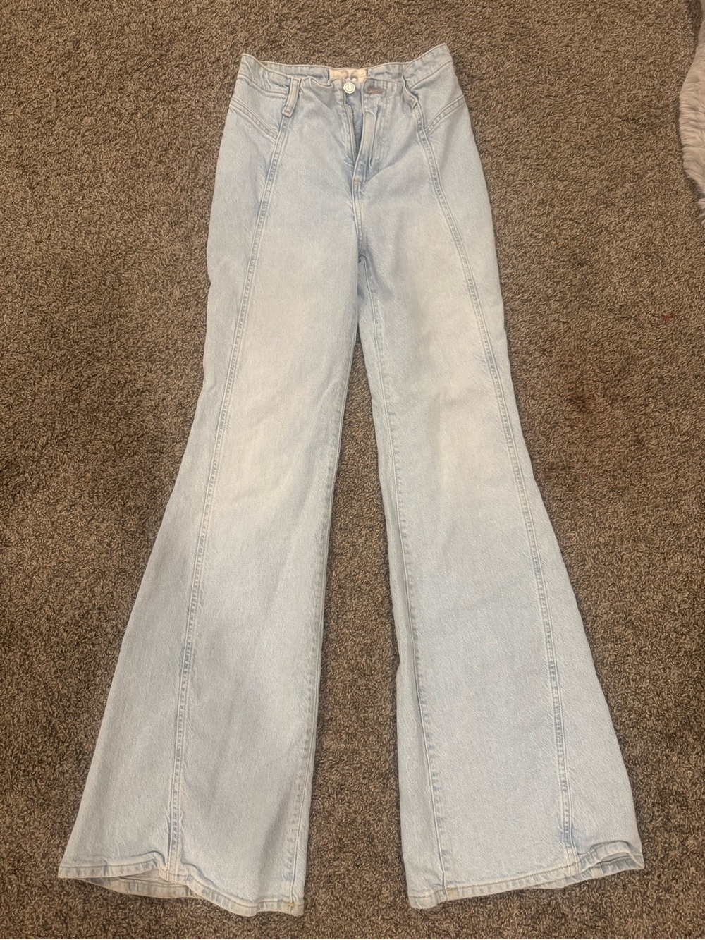 Free People Light Blue High-Rise Flare Jeans